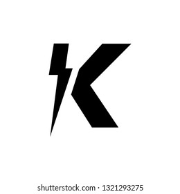 Letter K design lightning power symbol energy electricity logo icon bolt isolated on white background. Vector Illustration