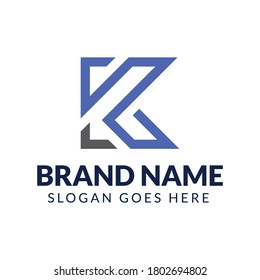 Diseño de letras K con flechas sutiles Ideal para empresas en línea con tecnología informática en red centros de datos de computación en nube financian viajes automotores deportes IT consultoría y li