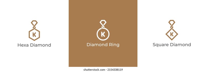 Letter K Diamond Logo Concept sign icon symbol Design. Diamond with Circle, Hexagon and Square Combination. Vector illustration logo template
