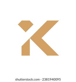 Letter K diamond minimal simple logo design