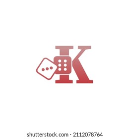 Letter K with dice two icon logo template vector