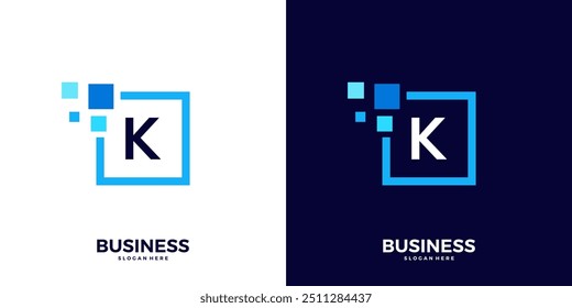 Letter K digital tech logo design inspiration.