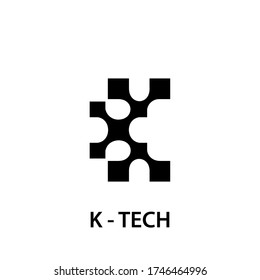 Letter K digital technology logo, isolated on white background.