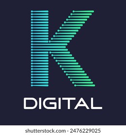 letter k digital or technology logo vector template. Suitable for digital font industry with dot, gradient color and modern style. Also suitable for machine