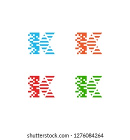 letter K digital technology modern logo abstract vector icon download