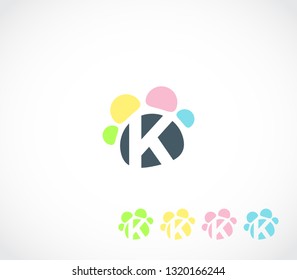 letter K with Dog paws logo design - vector