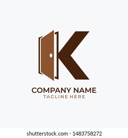 letter k with a door for the furniture business is inspiring logo designs or icons. editable eps10 vector