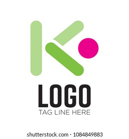 Letter K dot, circle, O Logo icon design template 