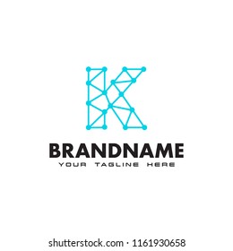 Letter K dot network connection logo Design Template