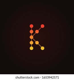 Letter K Dot Vector Logo Design Graphic Elements Template - K Technology Logo