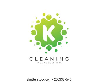 Letter K with Dots and Bubbles. Cleaning Logo Design Template