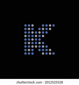Letter K with dots symbol. Logo Design. Vector Illustration.