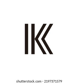 Letter K double, outlines geometric symbol simple logo vector
