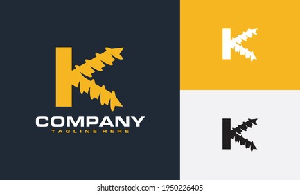 the letter K drill logo	