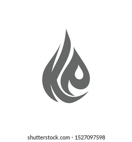 Letter K and E Logo. Water Drop Symbol. Oil Icon. Vector Illustration.