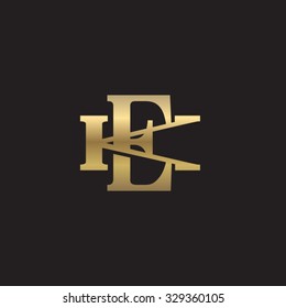 letter K and E monogram golden logo
