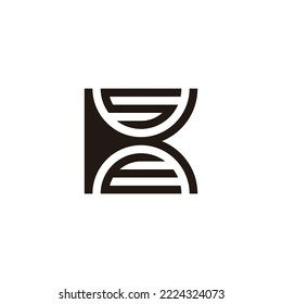 Letter K, E and S curve geometric symbol simple logo vector