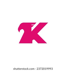 Letter K eagle alphabet logo icon. Simple initial K horse logo