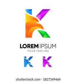 Letter K Eagle Colorful Logo Design Vector