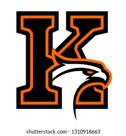 Letter K with eagle head. Great for sports logotypes and team mascots. 