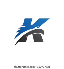 letter k eagle head logo blue