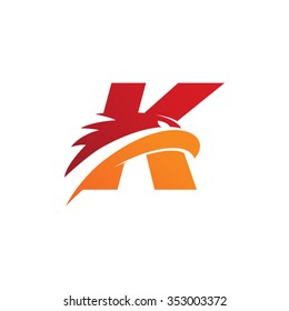 letter K eagle head red orange logo