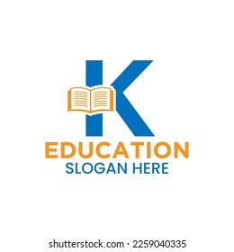 Letter K Education Logo Concept With Open Book Icon Template