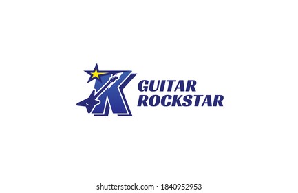 letter K electric guitar alphabet logo