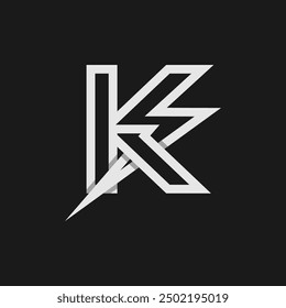 letter K electric logo, tunder bolt design logo template, vector illustration