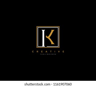 letter K elegant lines square frame hipster logo design