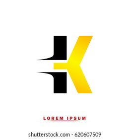 Letter K Elegant typographic black and yellow
