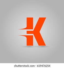 Letter K Elegant typographic orange