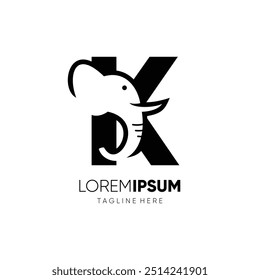 Letter K Elephant Logo Design Vector Icon Graphic Emblem Illustration Symbol