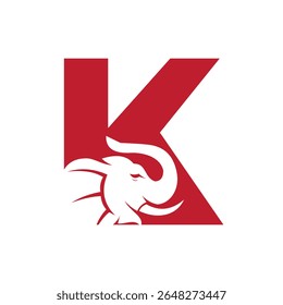 Letter K Elephant Logo Design. Minimal Elephant Symbol Vector Template