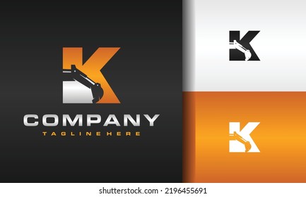 letter K excavator construction logo