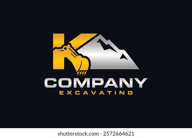 letter K excavator hill logo