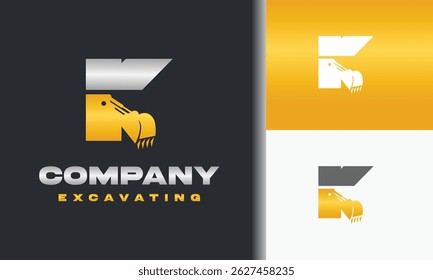 letter k and excavator logo