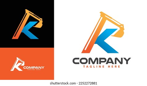 Letter K Excavator Logo for construction company