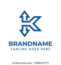 Letter K Exchange Arrow Logo, for finance, trade, logistics