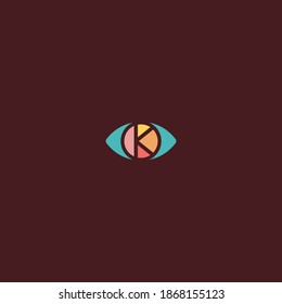 ilustración de letra k y vector de ojos