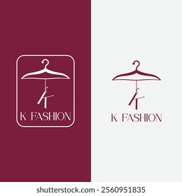 Letter K fashion logo, Hanging letter K vector Icon, boutique logo design. Initial capital K letter hanger icon
