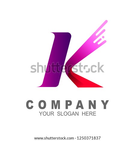 Letter k fast logo, movement k logo, speed delivery logo template