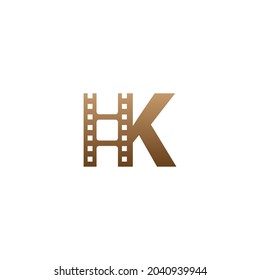 Letter K with film strip icon logo design template illustration