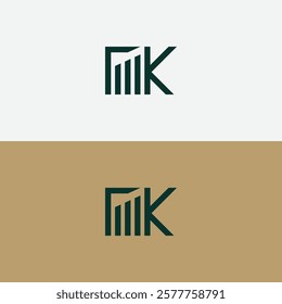 Letter K Financial logo Vector template. LETTER K LOGO INVESTMENT CHART SIMPLE EDITABLE.