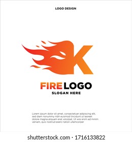 Letter K Fire Logo Design Element