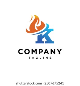 Letter K Flame logo icon vector.