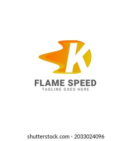 diseño del logotipo del vector de velocidad de la llama K de letra