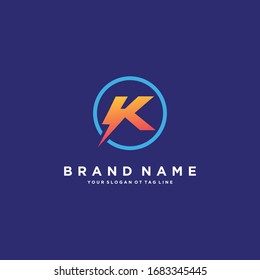 Letter K Flash Electrical Logo design vector template