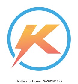 
Letter k flash electrical logo design vector