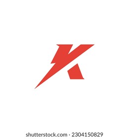 Letra K y flash, diseño de logotipo de potencia